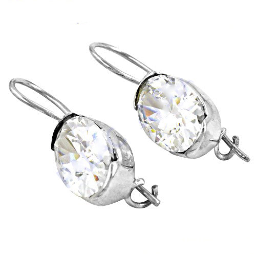 Silver Oval Crystal Drop Earrings for Women | Dainty Jewelry