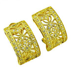 Load image into Gallery viewer, gold plating Filigree Hoop Earrings with Cubic Zirconia | Women's Jewelry
