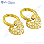 Load image into Gallery viewer, gold plating hoop earrings with heart-shaped cubic zirconia stones, a perfect gift for women.
