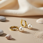 Load image into Gallery viewer, gold plating Pearl Hoop Earrings for Women | Fashion Jewelry
