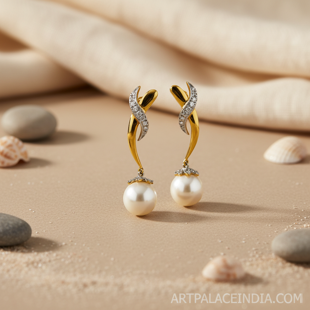 gold plating Pearl Drop Earrings | Women's Elegant Jewelry