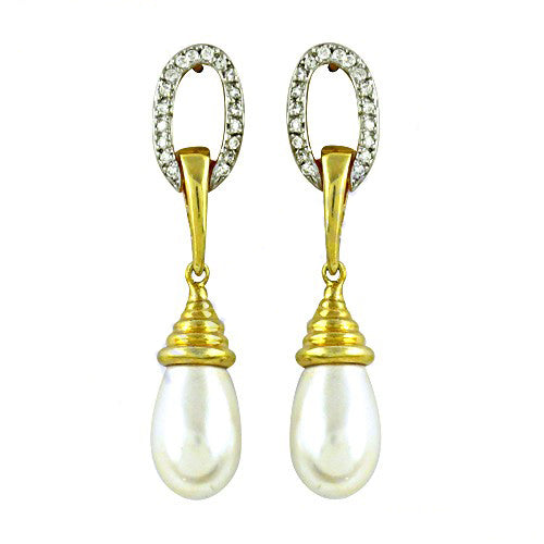 gold plating Pearl Drop Earrings for Women | Elegant Jewelry Gift