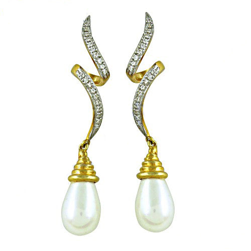 gold plating Pearl Drop Earrings | Women's Elegant Jewelry
