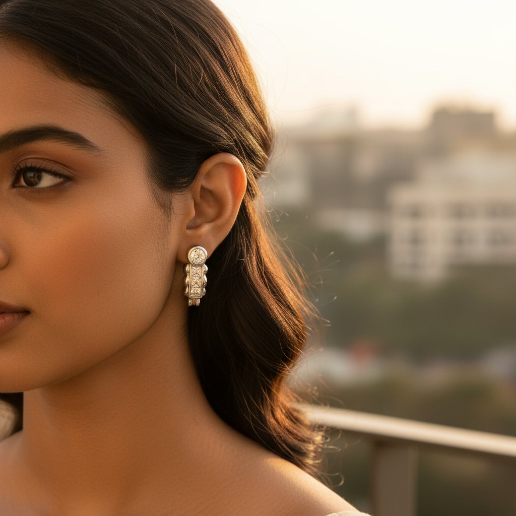 Silver Cubic Zirconia Hoop Earrings for Women | Gift Jewelry