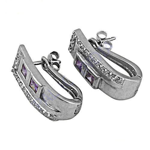 Silver Amethyst Stone Earrings for Women | Dainty Jewelry