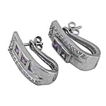 Load image into Gallery viewer, Silver Amethyst Stone Earrings for Women | Dainty Jewelry
