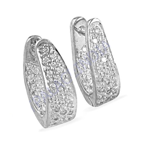 Silver Cubic Zirconia Hoop Earrings for Women | Dainty Jewelry