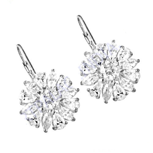 Silver Cubic Zirconia Flower Earrings for Women | Dangle Earrings