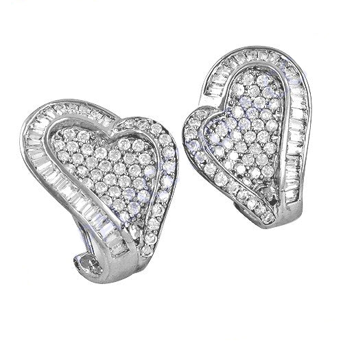 Diamond Heart Earrings | White gold plating Studs for Women