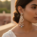 Load image into Gallery viewer, Silver Pearl Chandelier Earrings for Women | Dangle Earrings
