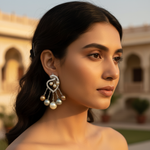 Load image into Gallery viewer, Silver Pearl Chandelier Earrings for Women | Dangle Earrings
