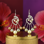 Load image into Gallery viewer, Silver Pearl Chandelier Earrings for Women | Dangle Earrings
