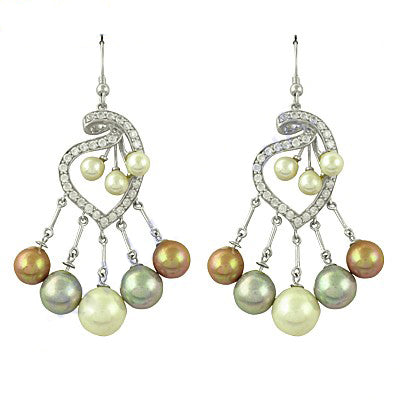 Silver Pearl Chandelier Earrings for Women | Dangle Earrings