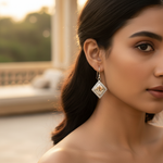 Load image into Gallery viewer, Silver Rhombus Earrings with Cubic Zirconia | Women&#39;s Jewelry
