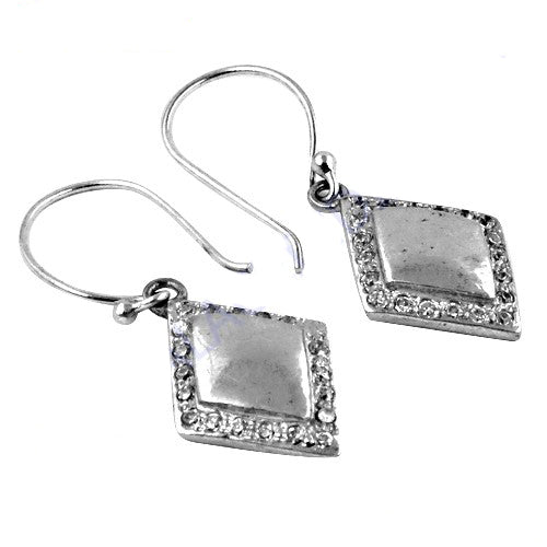Silver Rhombus Earrings with Cubic Zirconia | Women's Jewelry