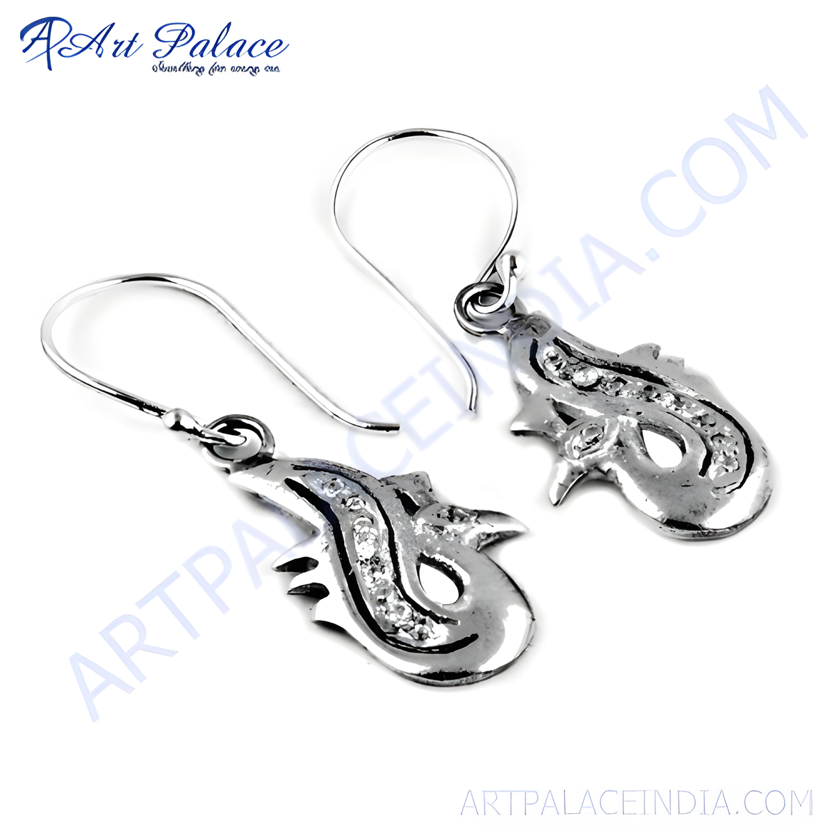 Sterling silver drop earrings with clear crystals, perfect for women