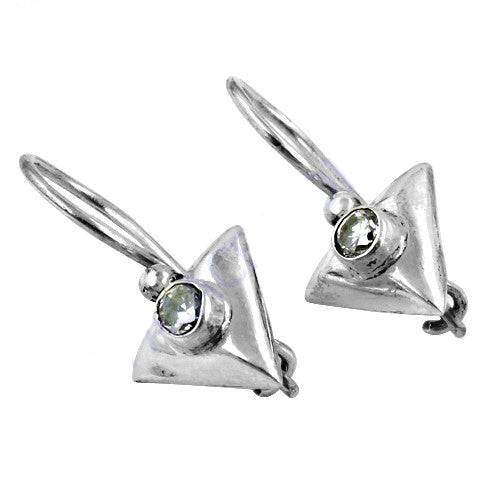 925 Silver Triangle Earrings with Gemstone | For Women