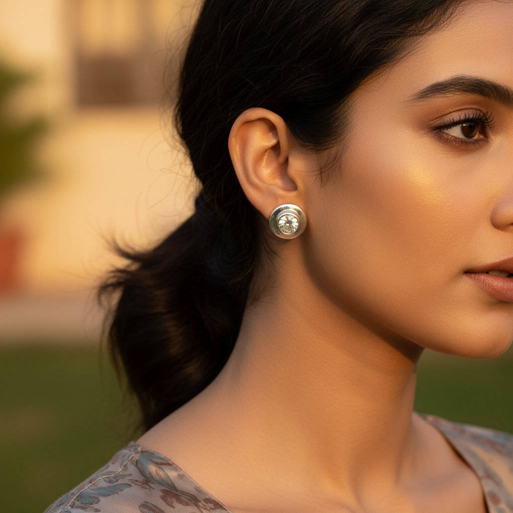 925 Silver Round Cubic Zirconia Earrings for Women | Gift