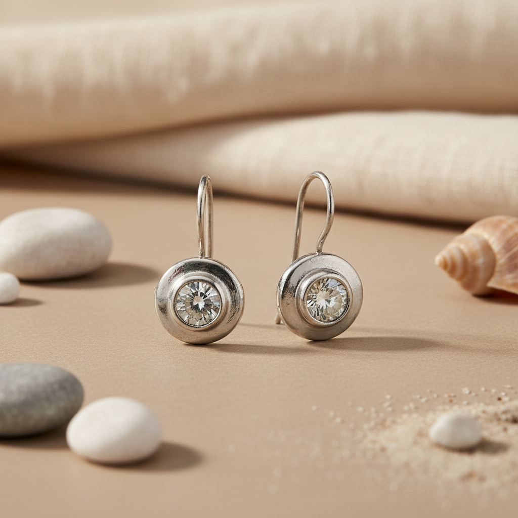 925 Silver Round Cubic Zirconia Earrings for Women | Gift