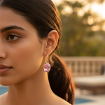 Load image into Gallery viewer, Silver Pink Gemstone Earrings for Women | Dangle Earrings
