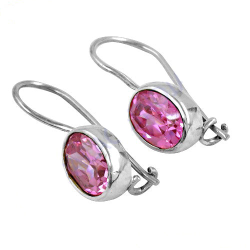 Silver Pink Gemstone Earrings for Women | Dangle Earrings
