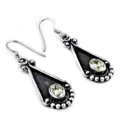 925 Silver Lemon Quartz Teardrop Earrings for Women
