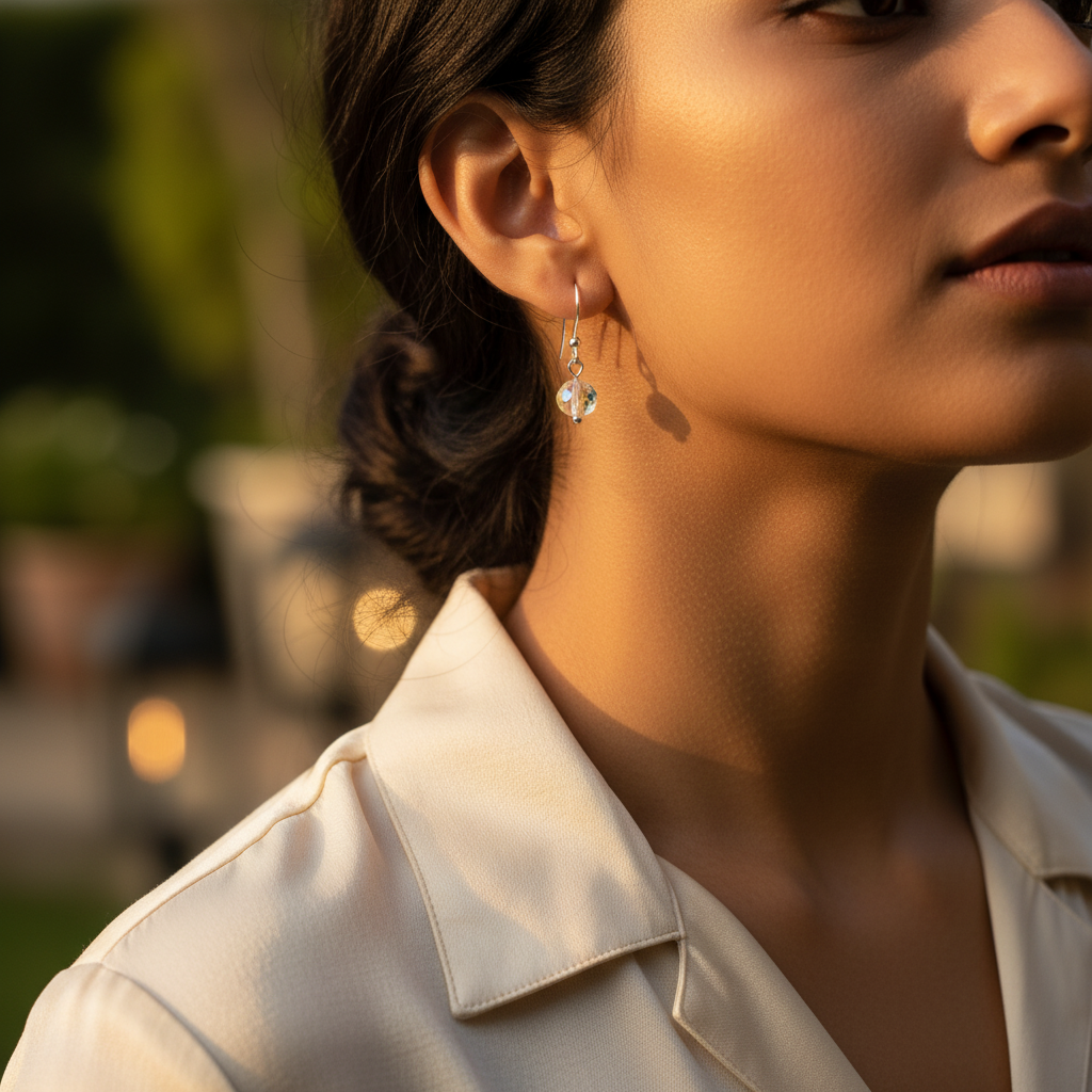 925 Silver Faceted Crystal Drop Earrings for Women | Gift