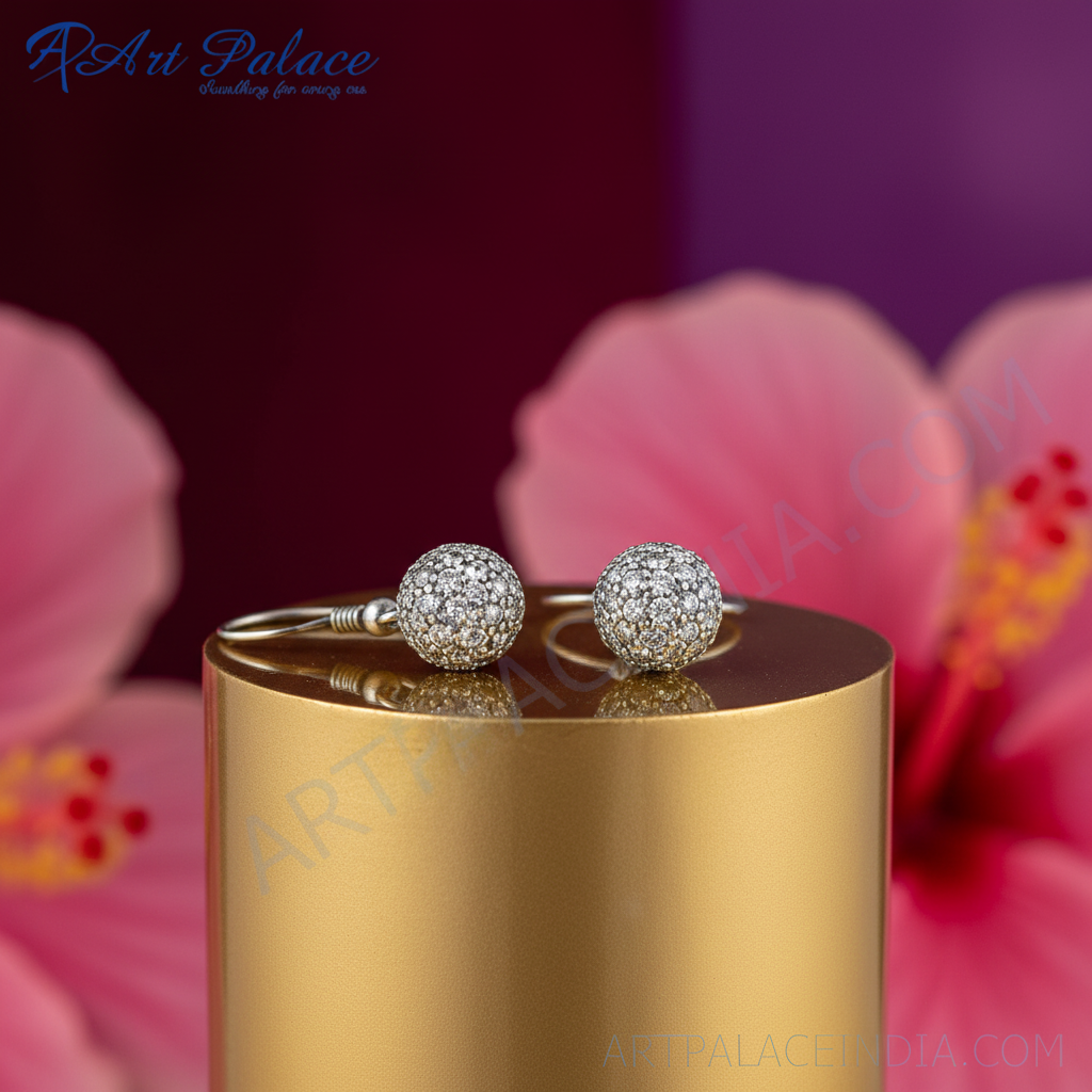 925 silver cubic zirconia ball drop earrings | for women