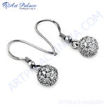 Load image into Gallery viewer, 925 sterling silver drop earrings with sparkling cubic zirconia ball

