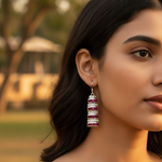 Load image into Gallery viewer, Silver Ruby &amp; Diamond Earrings | Dangle Drop Earrings for Women
