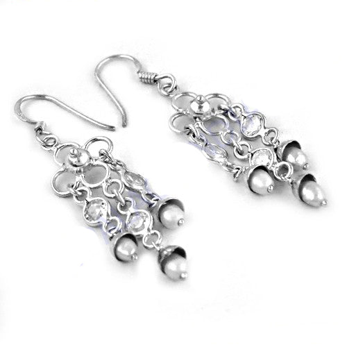 925 Sterling Silver Dangle Earrings with Pearls | For Women
