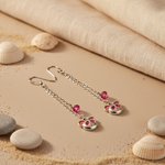 Load image into Gallery viewer, Silver Bear Dangle Earrings for Women | Pink Crystal Jewelry
