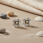 Load image into Gallery viewer, Floral Diamond Stud Earrings | Silver Jewelry for Women
