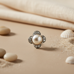 Load image into Gallery viewer, Pearl &amp; Diamond Stud Earrings | Clover Design | Art Palace
