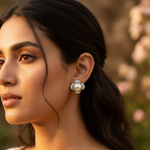 Load image into Gallery viewer, Pearl &amp; Diamond Stud Earrings | Clover Design | Art Palace
