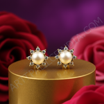 Load image into Gallery viewer, gold plating Pearl &amp; Diamond Stud Earrings for Women | Elegant Jewelry
