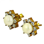 Load image into Gallery viewer, gold plating Pearl &amp; Diamond Stud Earrings for Women | Elegant Jewelry
