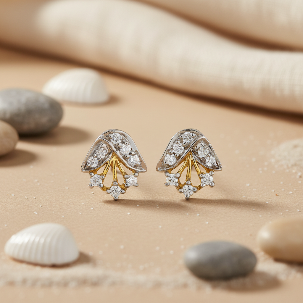 Diamond Stud Earrings in gold plating Finish | For Women | Artpalace