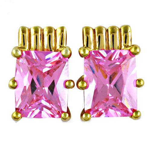 gold plating Pink Stone Stud Earrings for Women | Fashion Jewelry