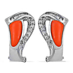 Load image into Gallery viewer, Silver Coral Gemstone Earrings for Women | Statement Jewelry
