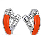 Load image into Gallery viewer, Silver Orange Enamel Earrings | Women's Jewelry | Gift
