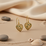 Load image into Gallery viewer, gold plating Heart Green Gemstone Earrings | Women's Fashion Jewelry
