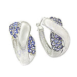 Load image into Gallery viewer, Silver Hoop Earrings with Blue Gemstones | Women's Jewelry
