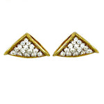 Load image into Gallery viewer, gold plating Triangle Stud Earrings with White CZ | Women's Jewelry
