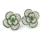 Load image into Gallery viewer, Floral Stud Earrings with Green Gemstones for Women
