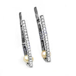 Load image into Gallery viewer, Silver Pearl &amp; Cubic Zirconia Earrings for Women | Dangle Earrings
