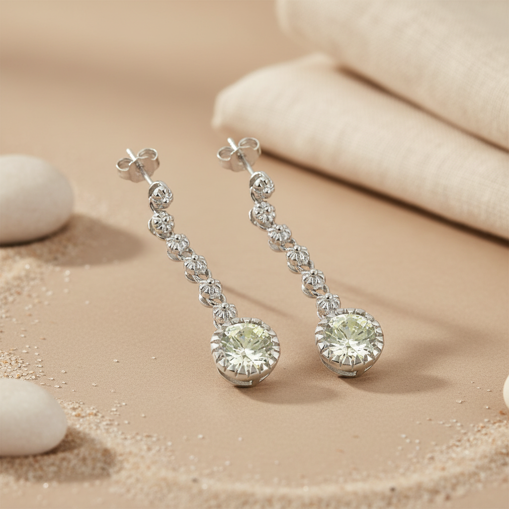 925 Silver Cubic Zirconia Dangle Earrings for Women | Gift