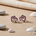Load image into Gallery viewer, 925 Silver Ruby Heart Stud Earrings for Women | Gift
