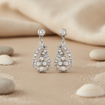 Load image into Gallery viewer, Silver Teardrop Diamond Earrings | Women's Elegant Jewelry
