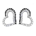 Load image into Gallery viewer, 925 Silver Heart Stud Earrings | Black &amp; White Stone | For Women

